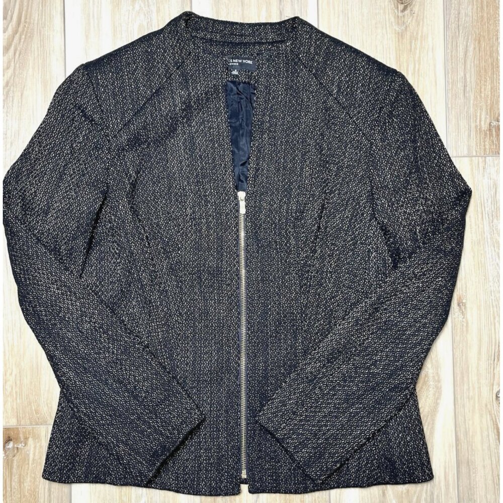 Jones New York Collection Zip Up Black Blazer Jacket - Women Size 8
